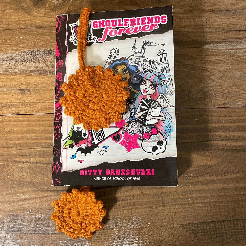 Cute Orange Crochet Sun Handmade Bookmark